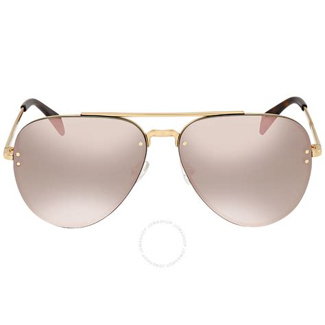 Celine Grey, Rose Gold Mirror Pilot Sunglasses CL41392S 